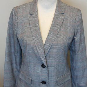 (NWT)Talbots Classic Plaid Blazer, Grey with Red & Black Strips, 4P